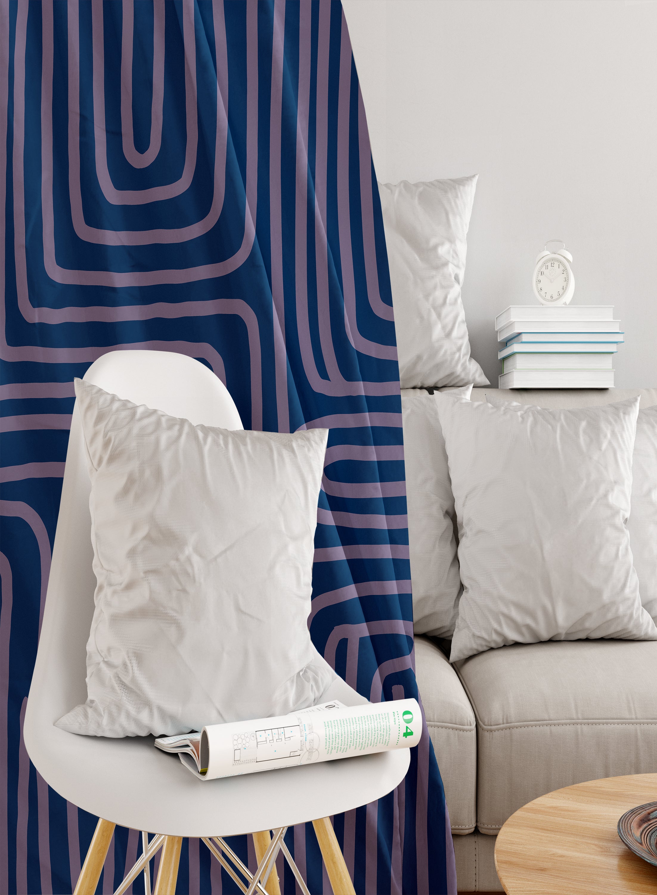 Blue Horizon Darkening Blackout Curtains - Set of 2, Navy Blue, Polyester