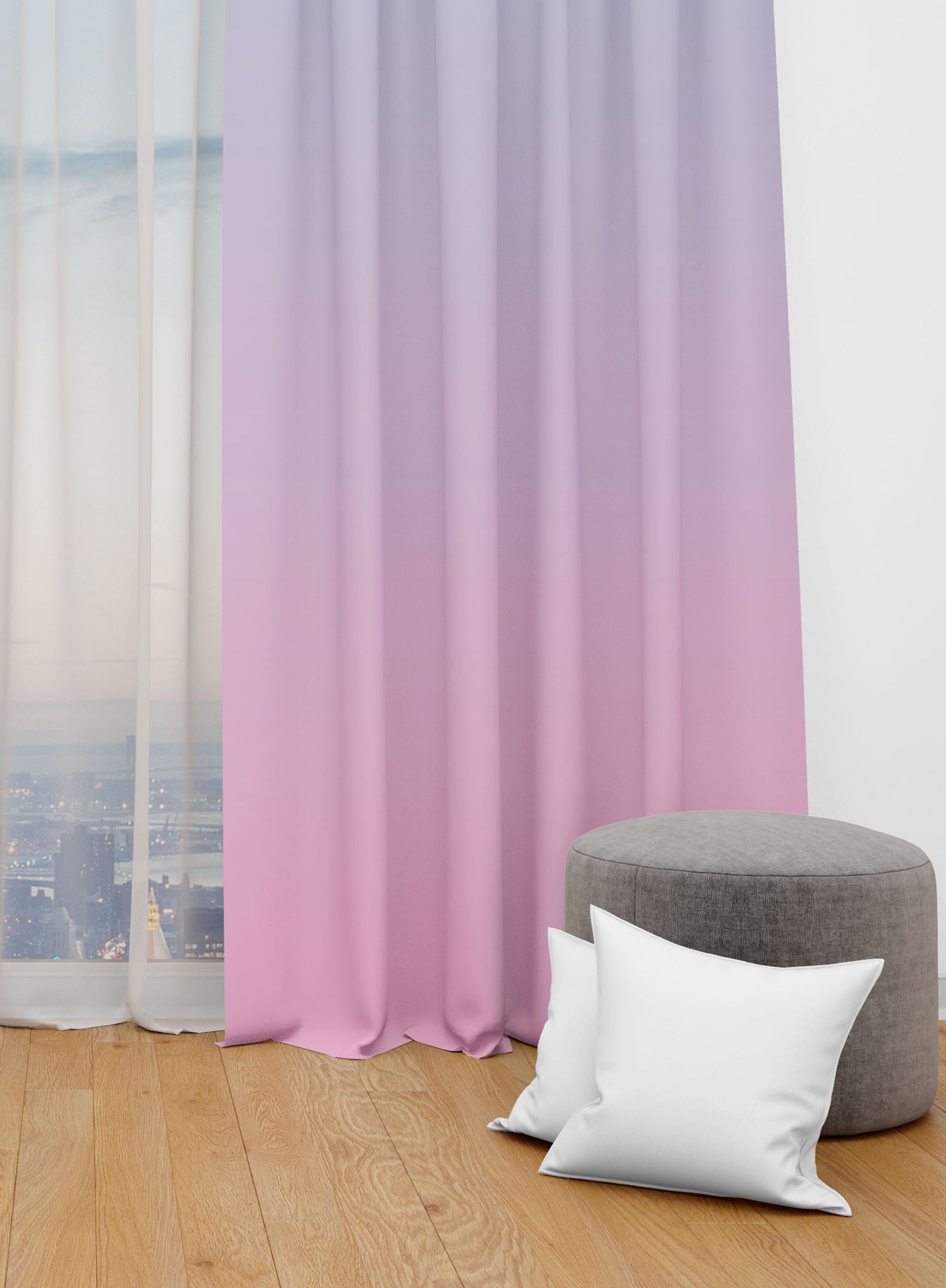 Pink and Purple Room Darkening Blackout Curtains - Set of 2, Polyester