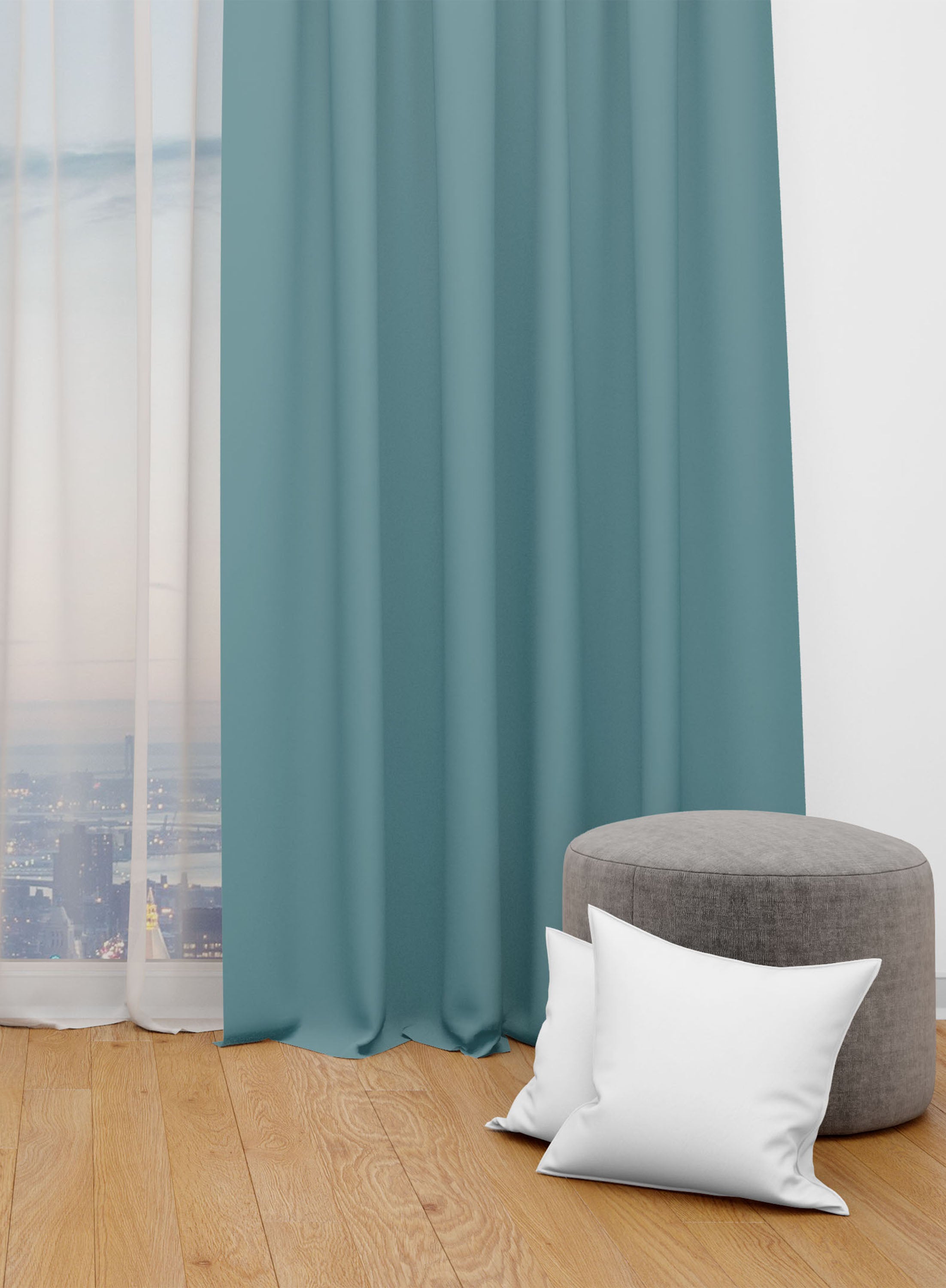 Teal Blue Solid Darkening Blackout Curtains - 1 Panel, Polyester