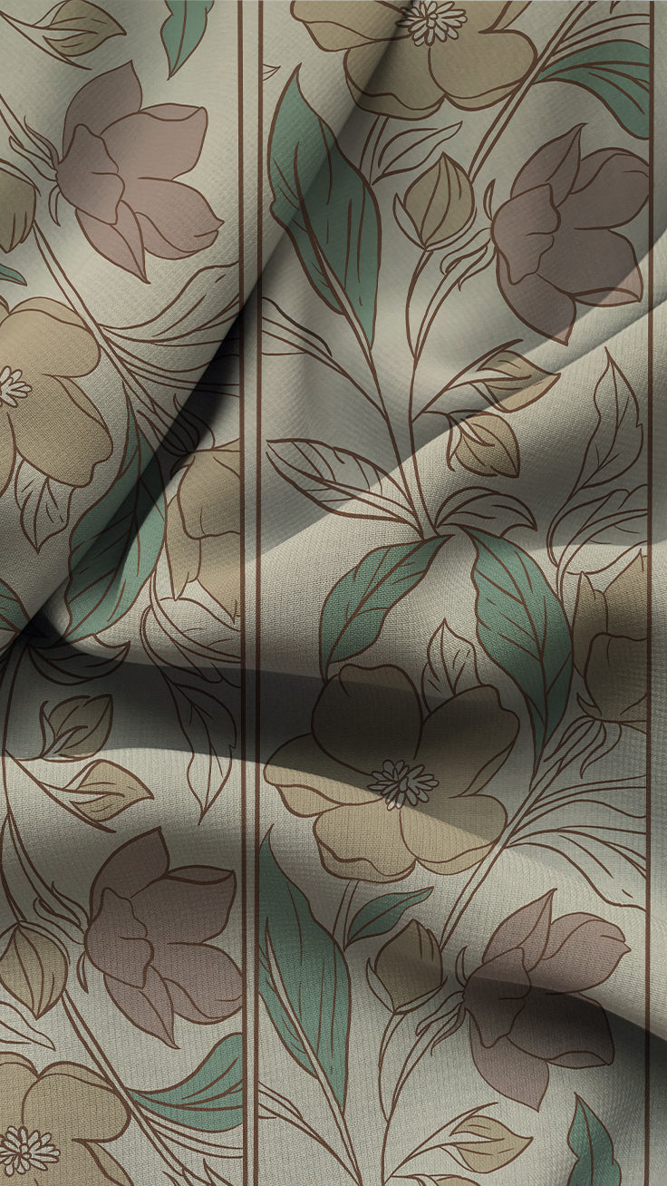Tranquil Garden Darkening Blackout Curtains - Set of 2, Beige, Polyester