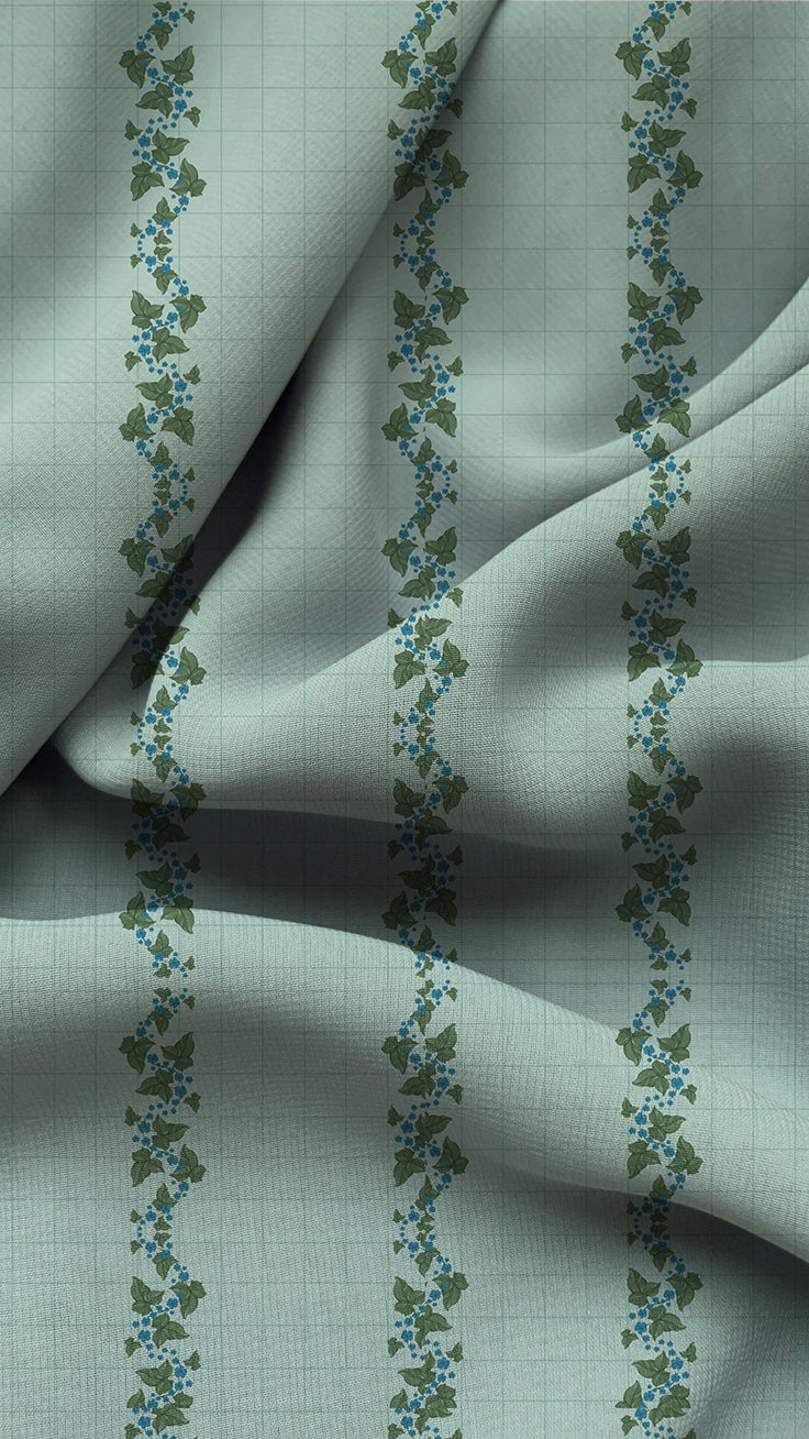 Floral Vineyard Darkening Blackout Curtains - Set of 2, Greenish Blue, Polyester