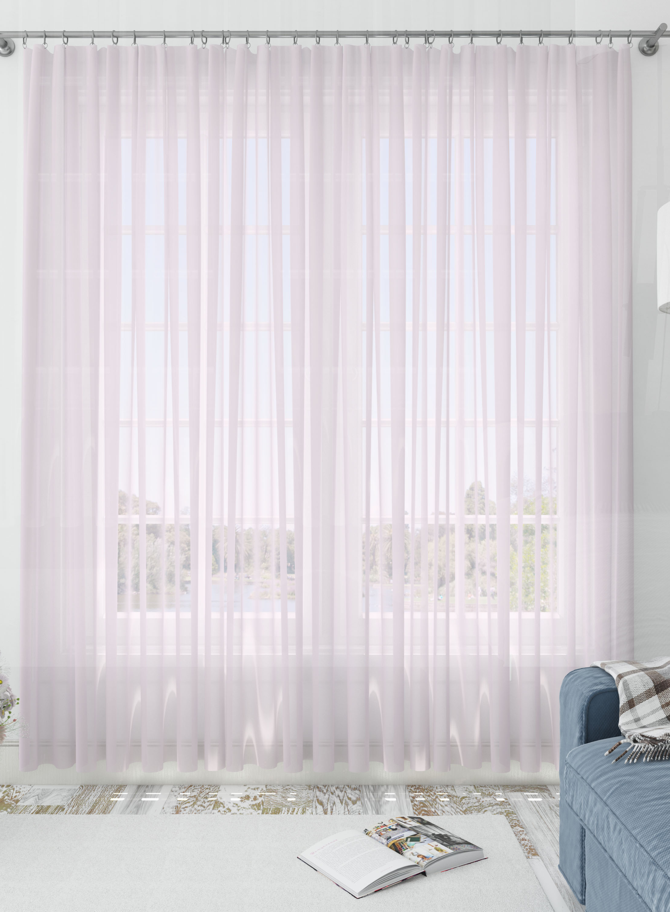 Light Pink Solid Sheer Curtains- Set of 2, Sheer