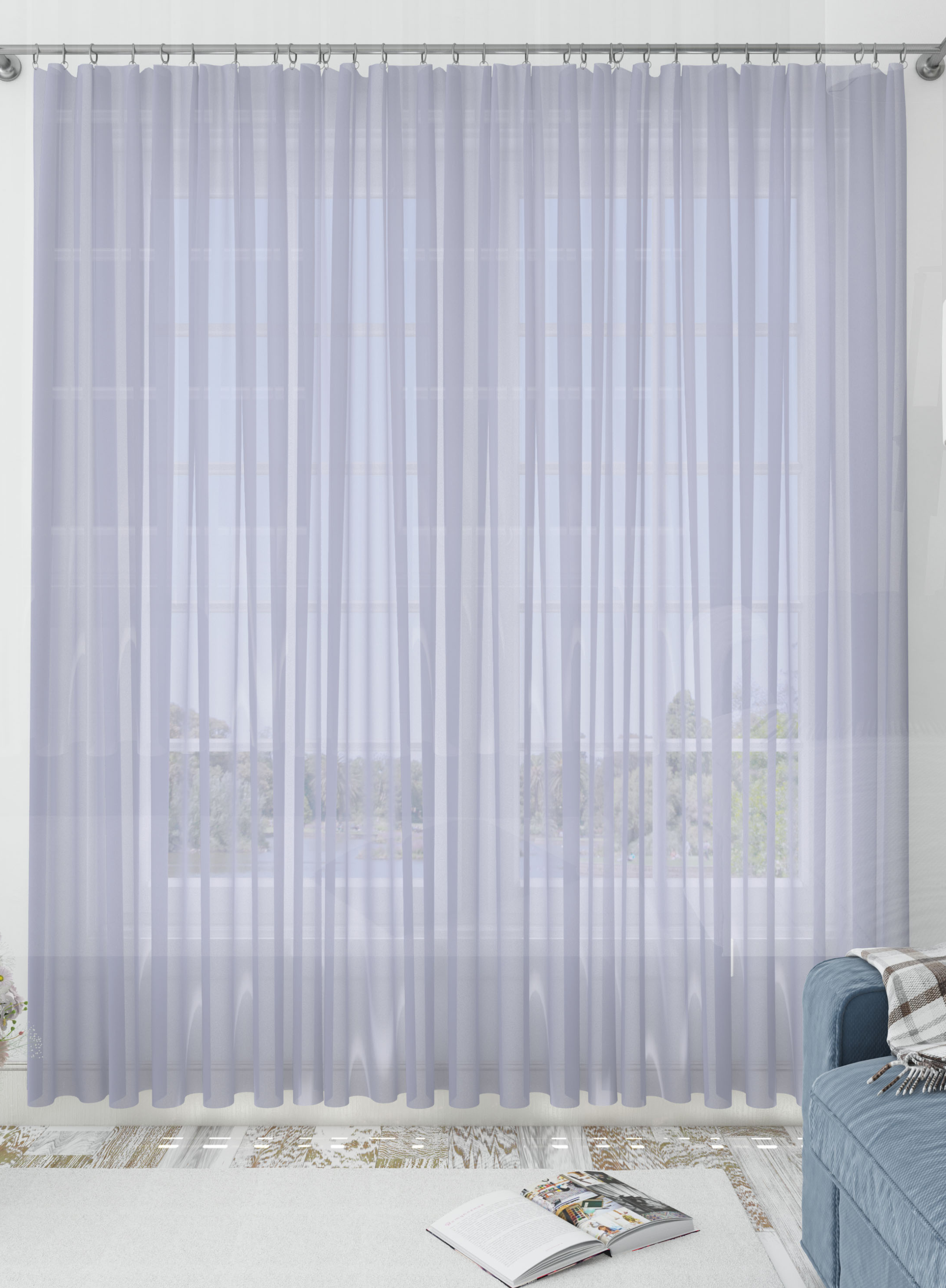 Lavender Solid Sheer Curtains- Set of 2, Sheer