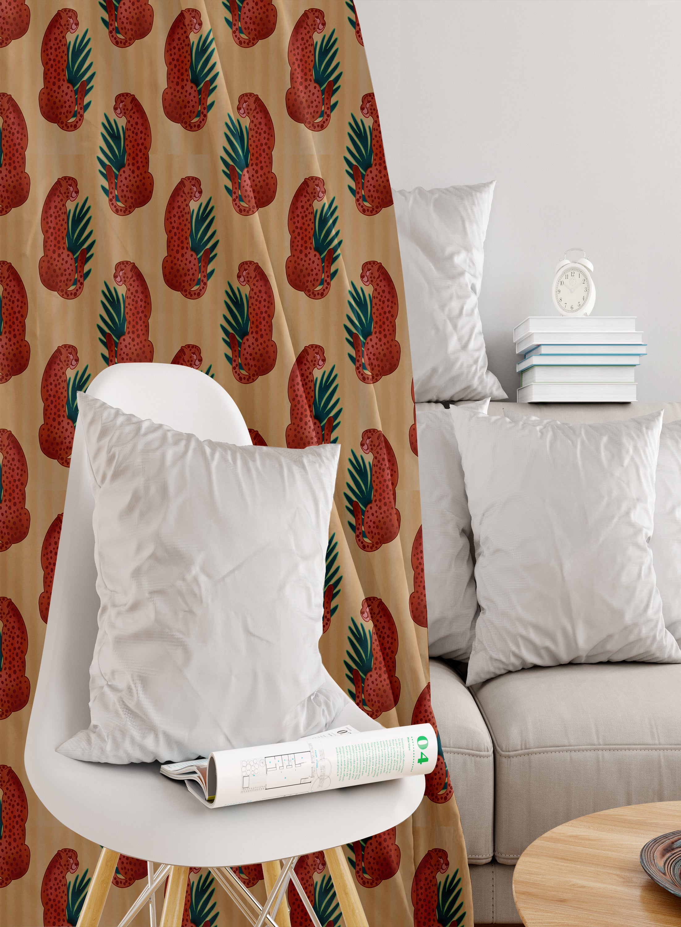 Safari Sunset Darkening Blackout Curtains - Set of 2, Light Orange, Polyester