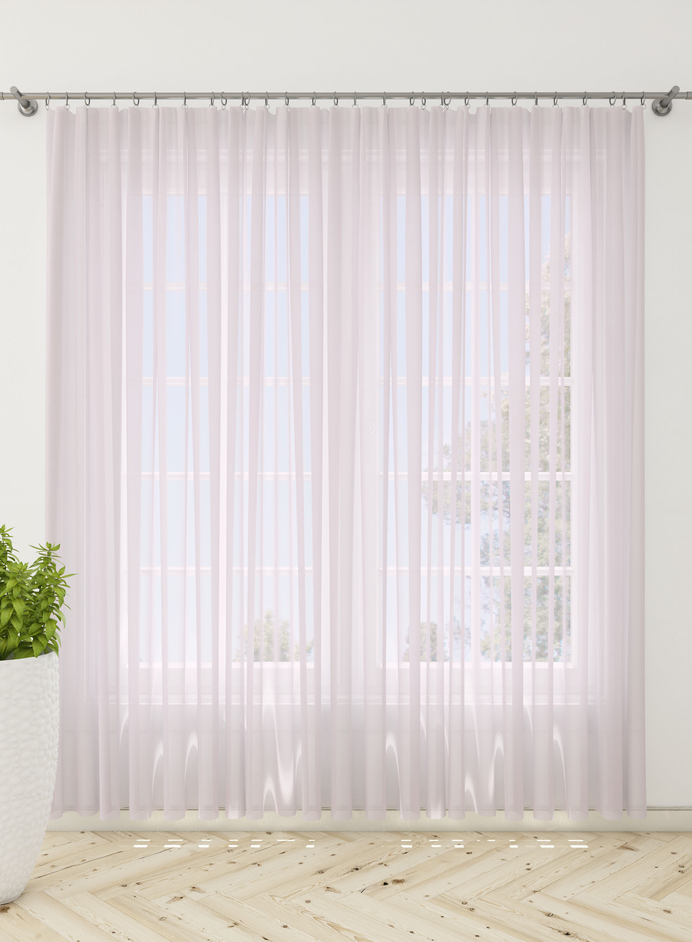 Light Pink Solid Sheer Curtains- Set of 2, Sheer