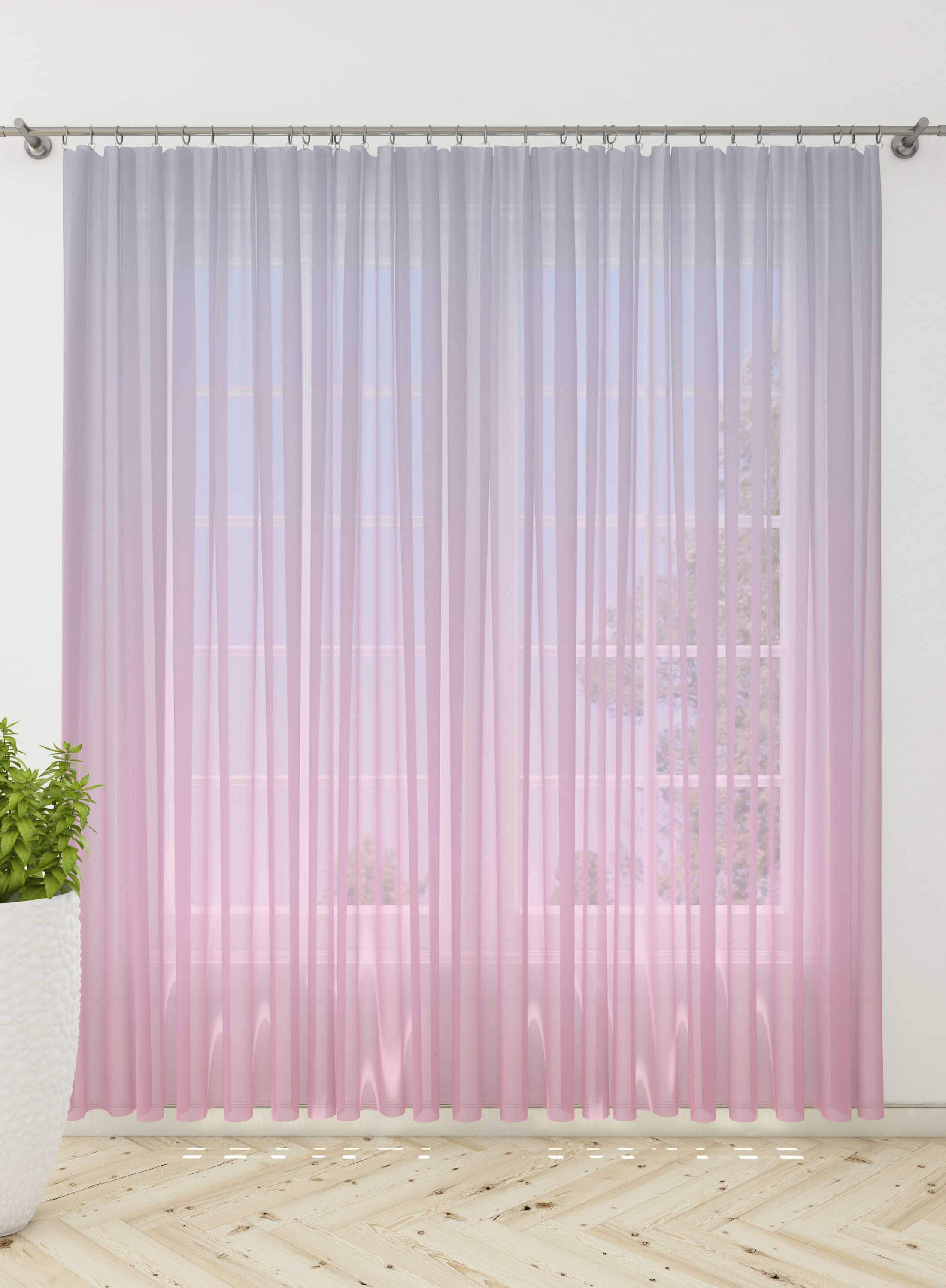 Pink and Purple Gradient Sheer Curtains- Set of 2, Sheer