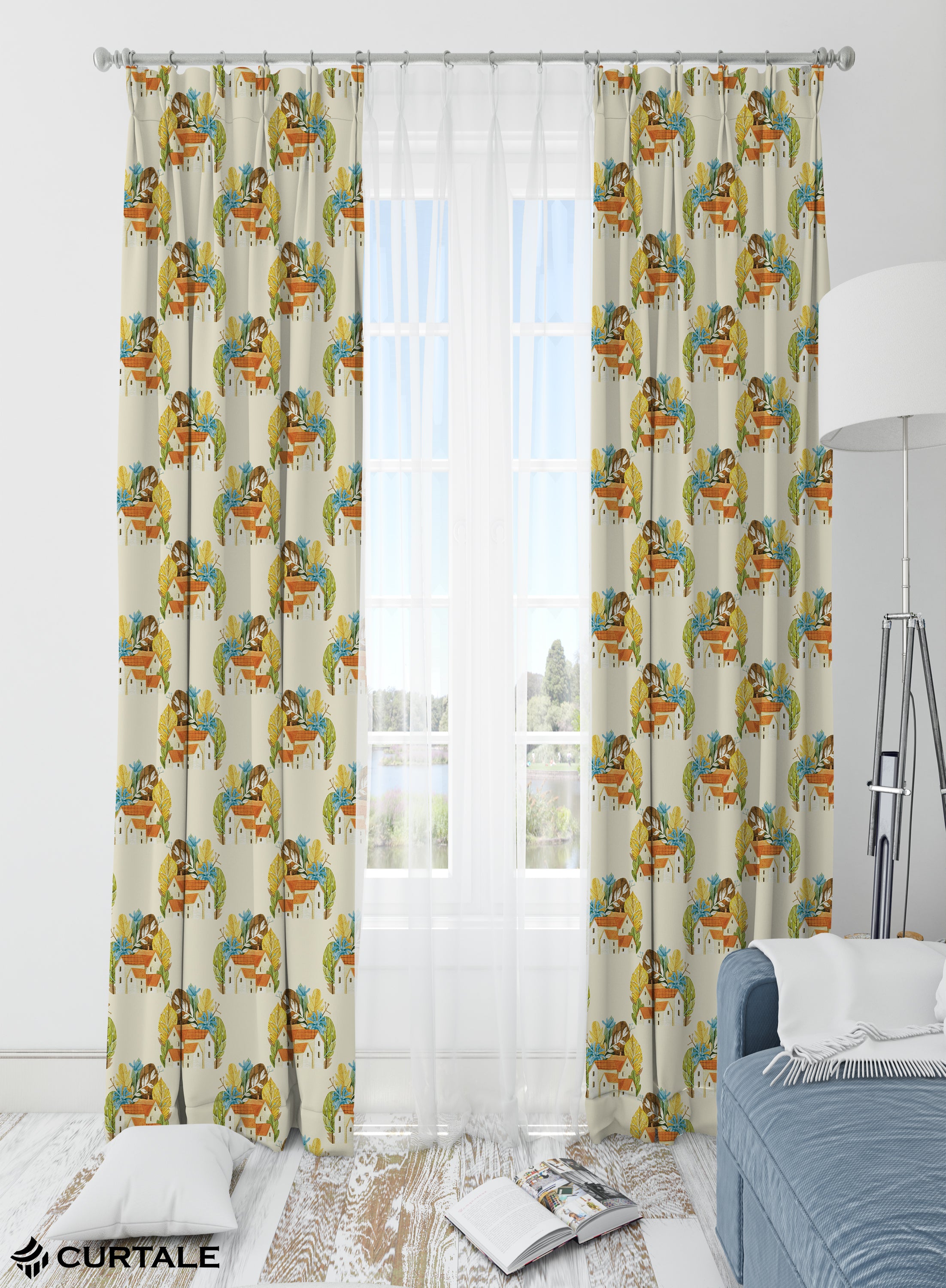 Cottage Charm Darkening Blackout Curtains - Set of 2, Cream, Polyester