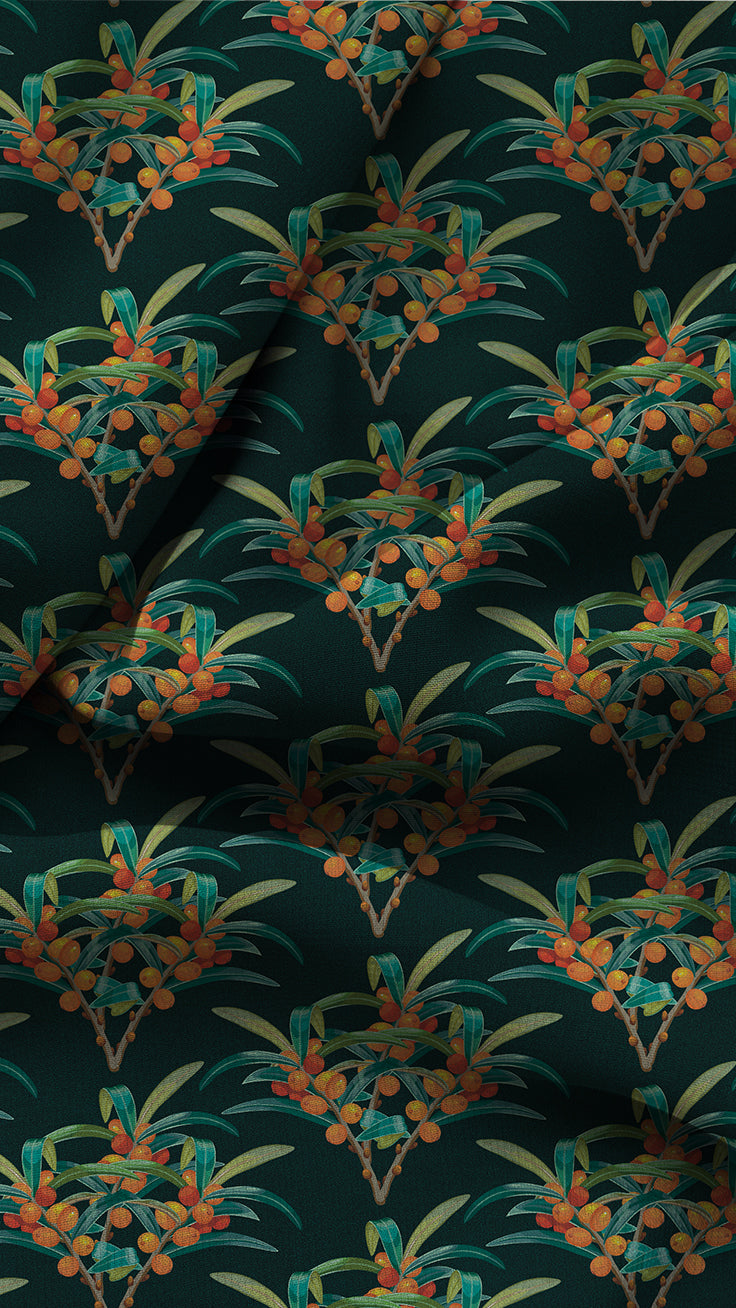 Citrus Grove Darkening Blackout Curtains - Set of 2, Green, Polyester