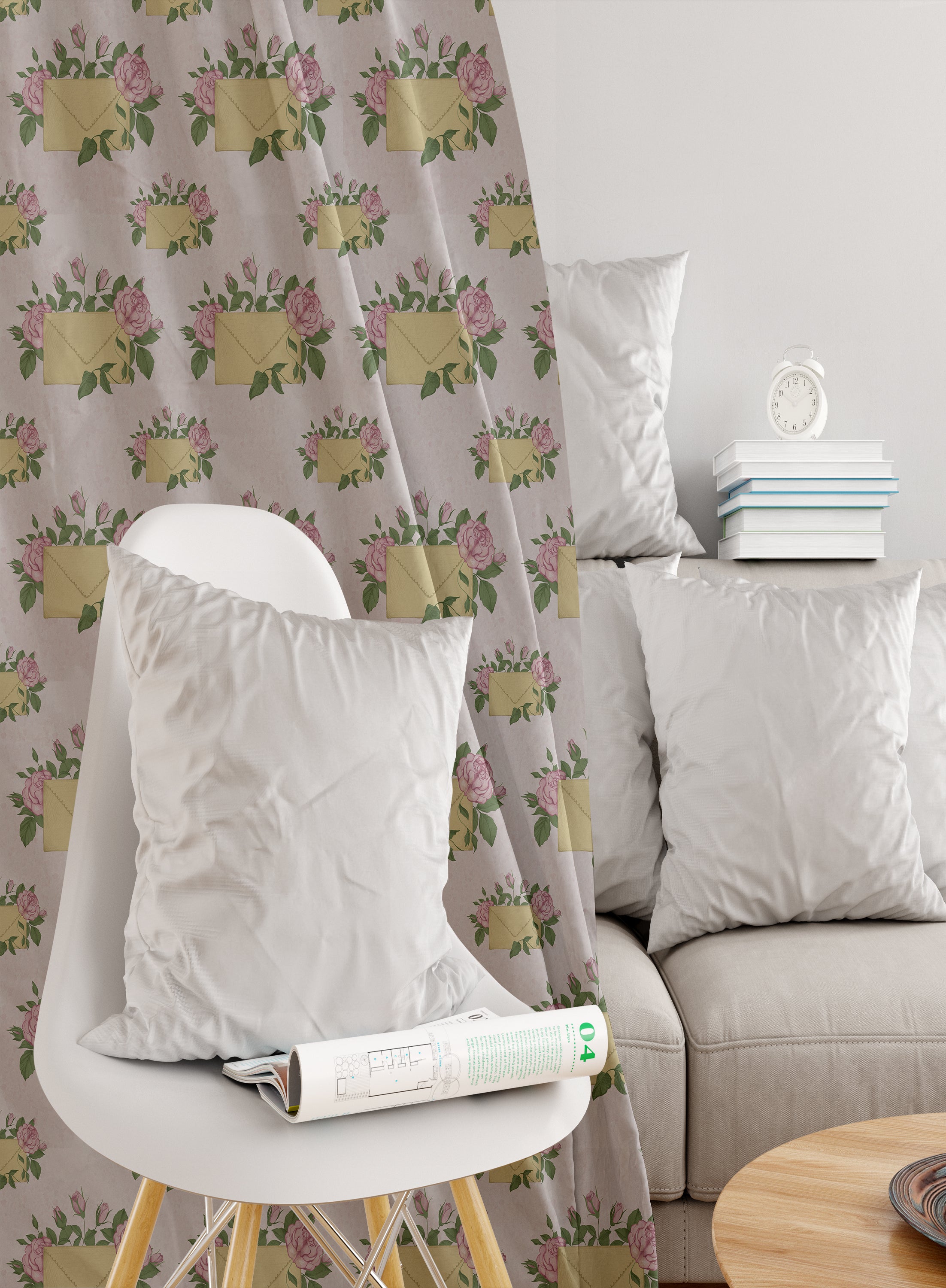 Love Enchantment Darkening Blackout Curtains - Set of 2, Pastel Pink, Polyester