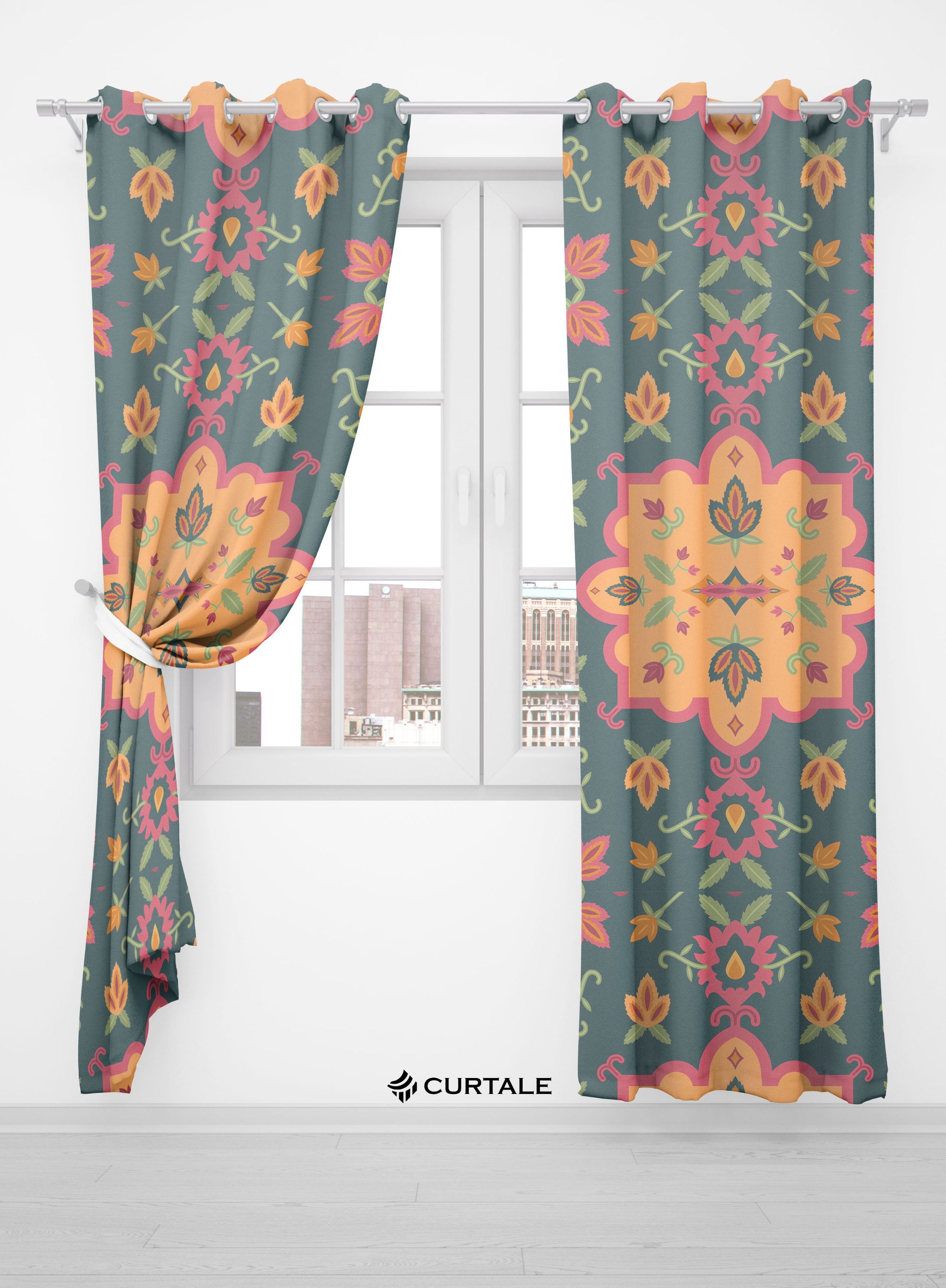 Green Mandala Pattern Darkening Blackout Curtains - 1 Piece, Cotton