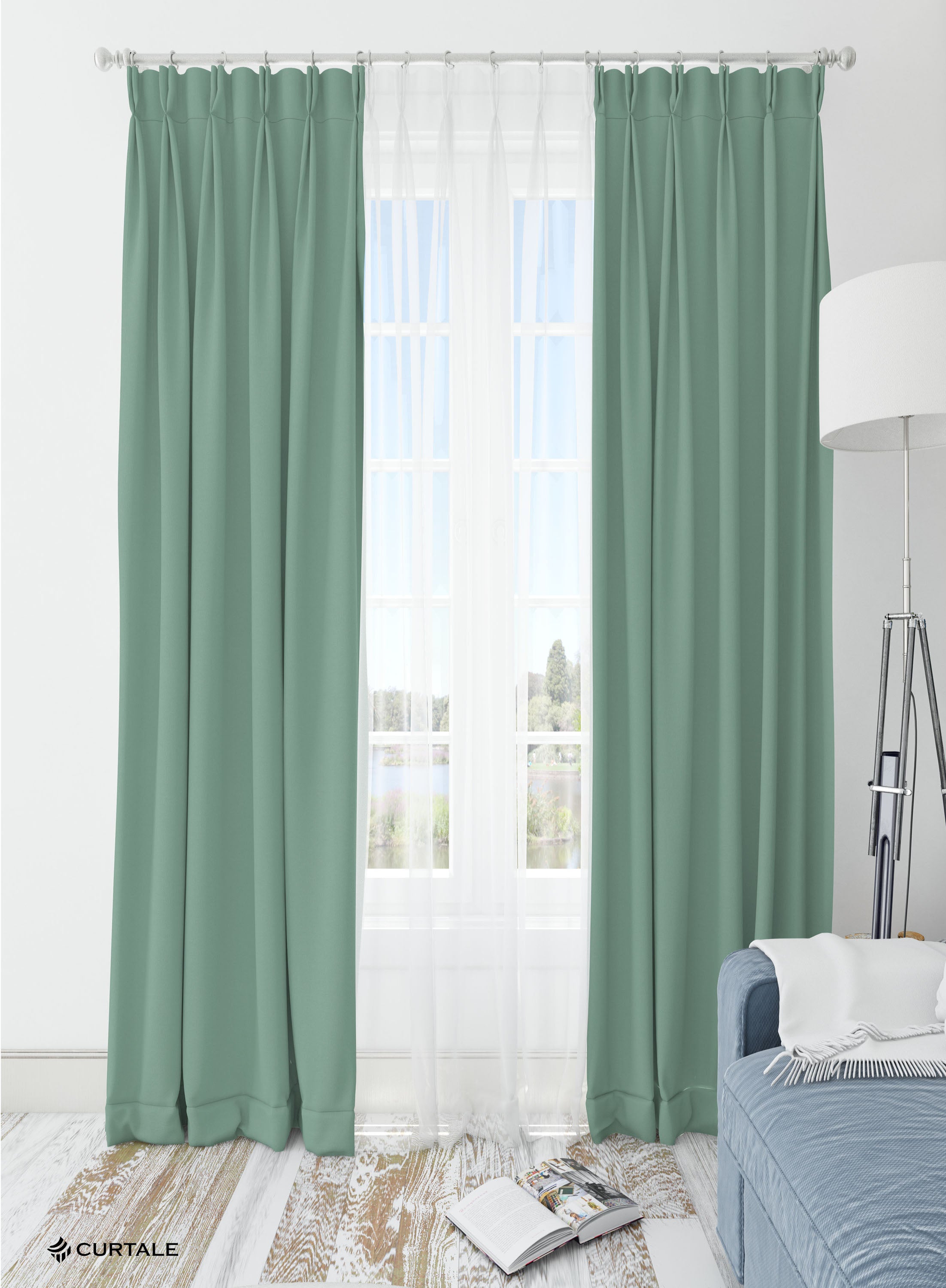 Green Solid Darkening Blackout Curtains - 1 Panel, Polyester