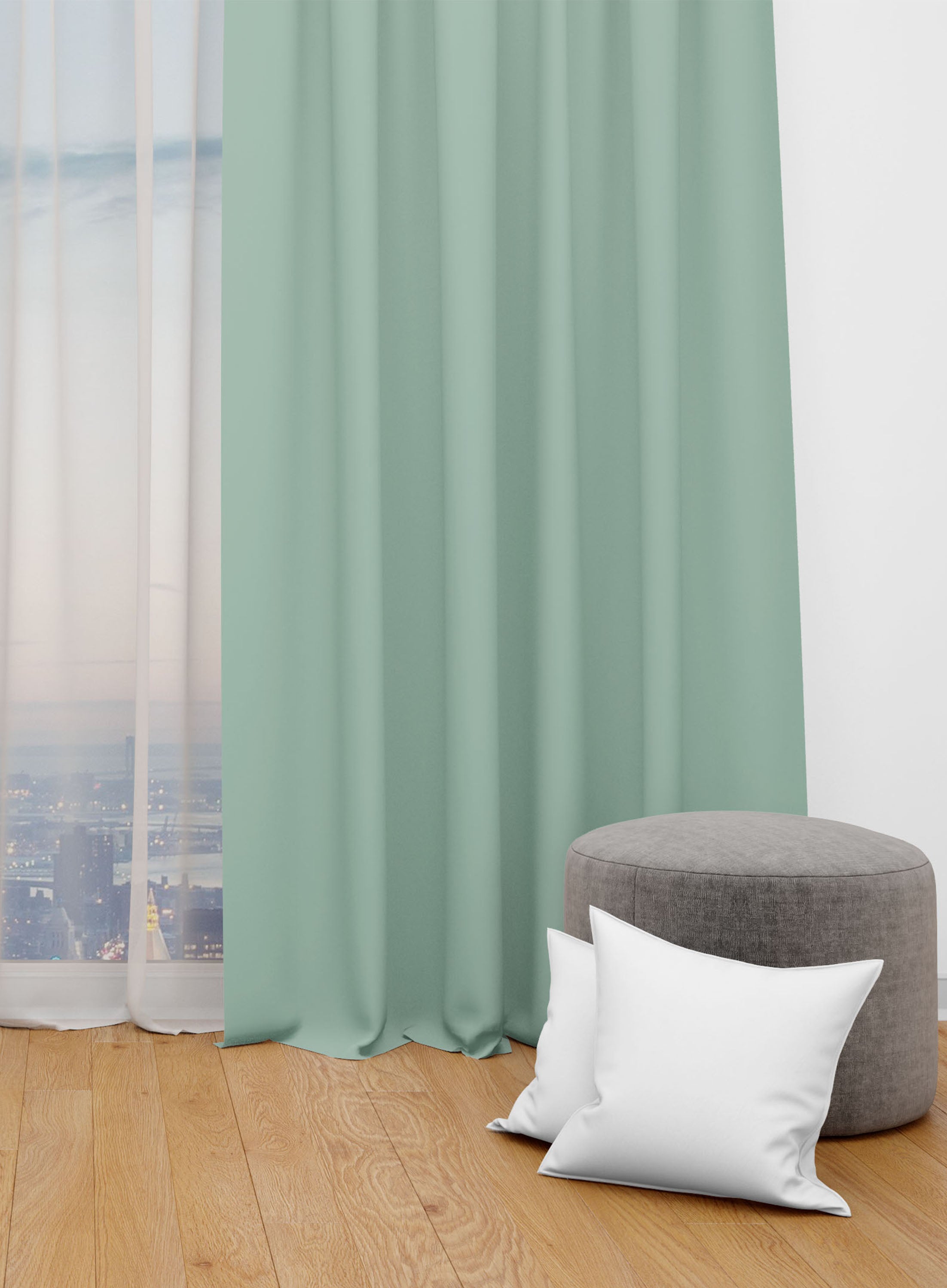 Green Solid Darkening Blackout Curtains - 1 Panel, Polyester
