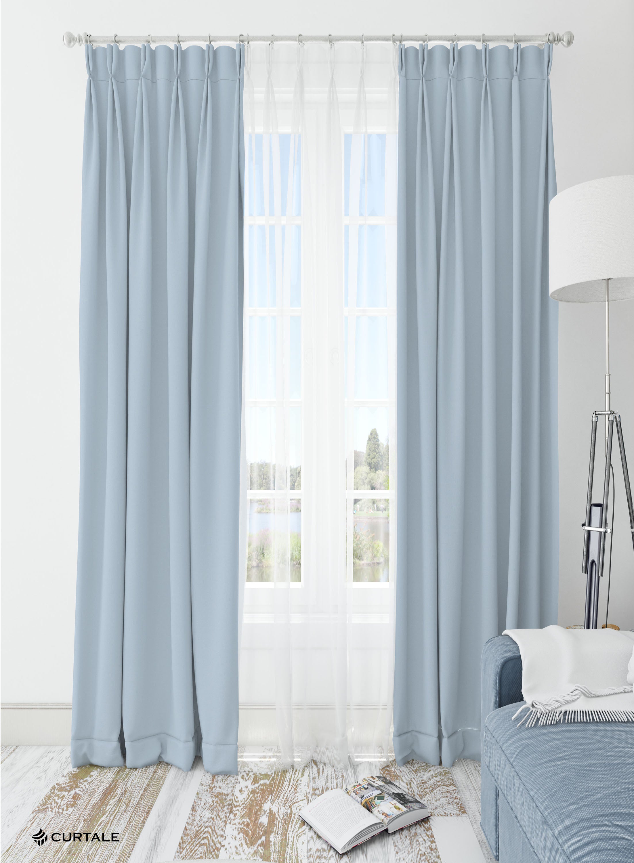 Light Blue Solid Darkening Blackout Curtains - 1 Panel, Polyester
