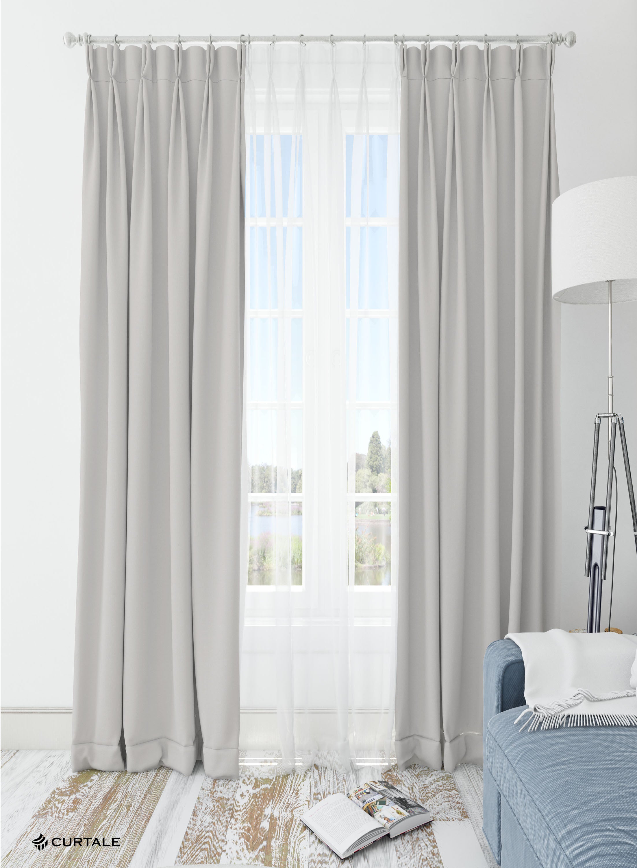 Grey Solid Darkening Blackout Curtains - 1 Panel, Polyester