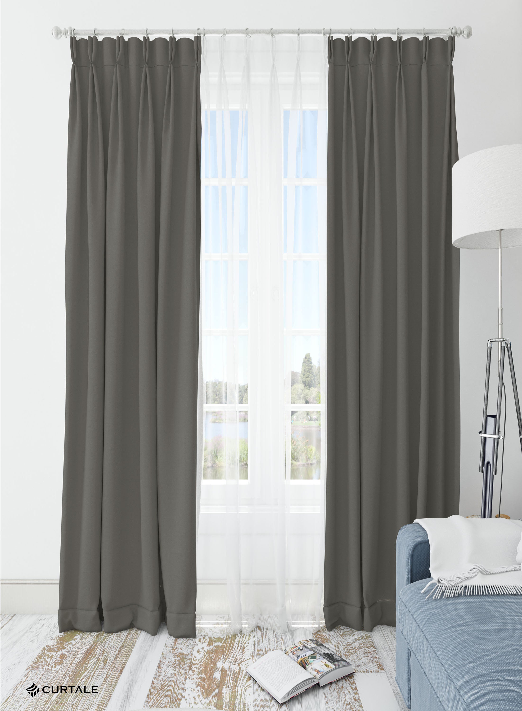 Dark Grey Solid Darkening Blackout Curtains - 1 Panel, Polyester