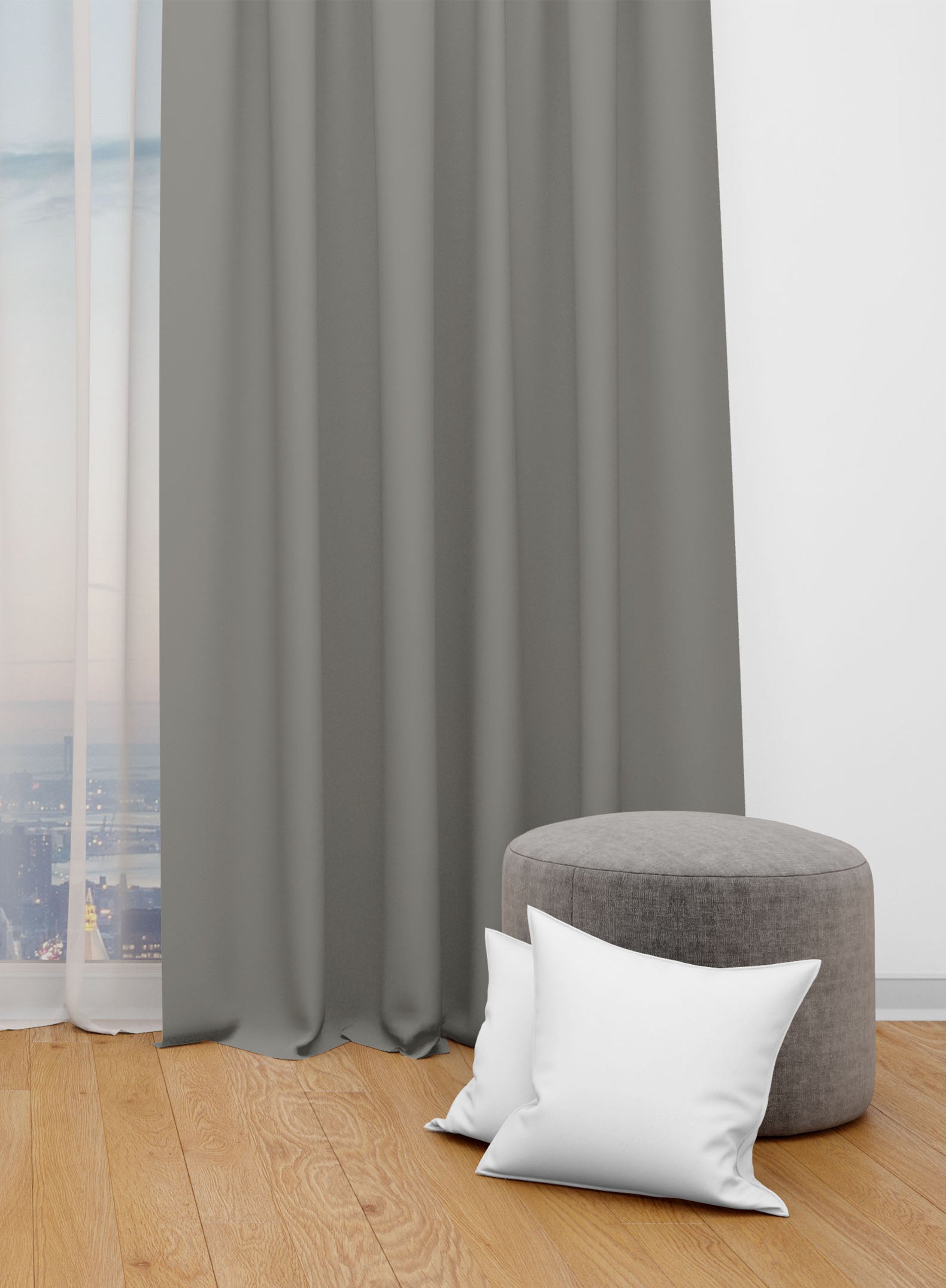 Dark Grey Solid Darkening Blackout Curtains - 1 Panel, Polyester