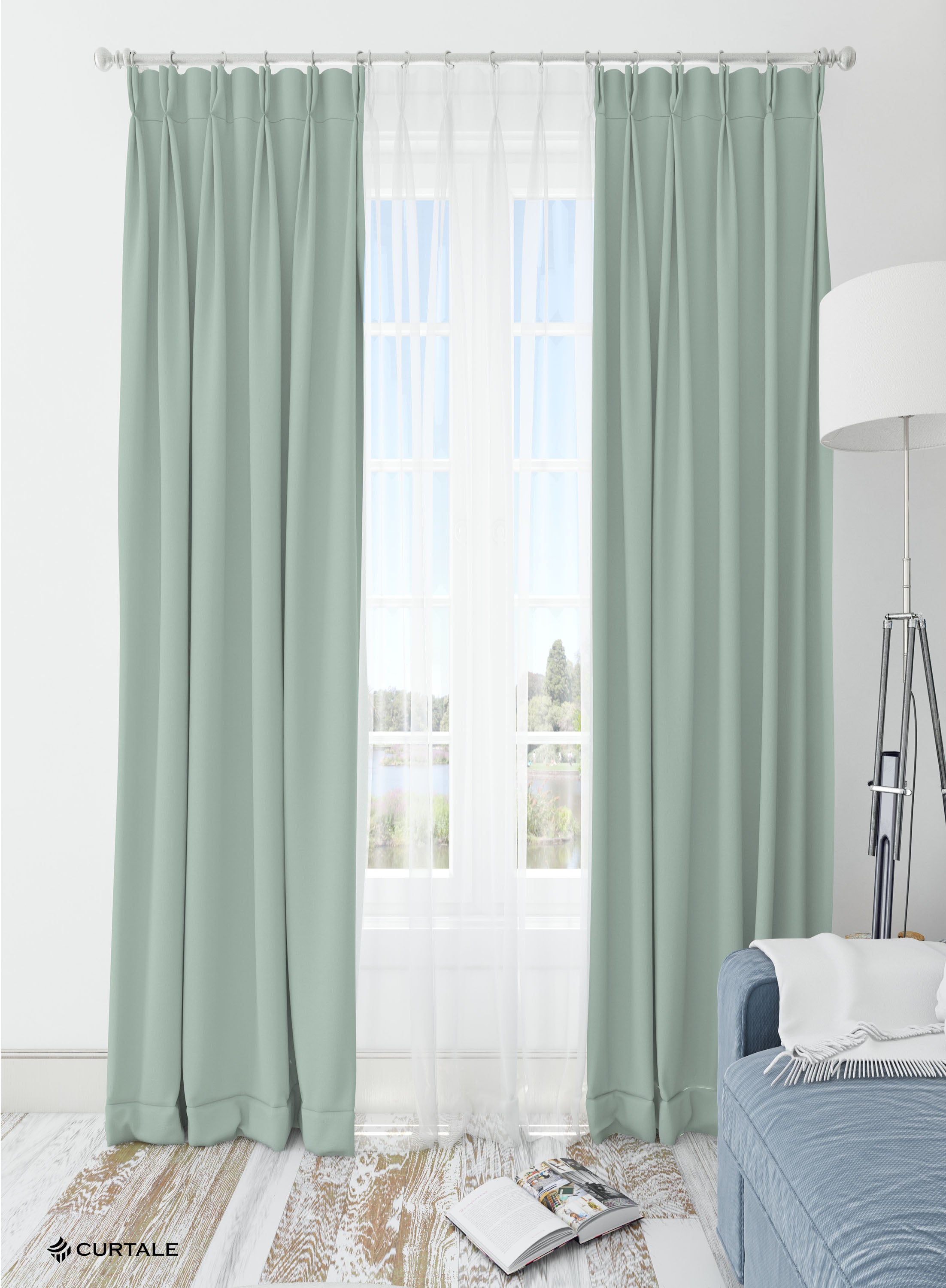 Light Green Solid Darkening Blackout Curtains - 1 Panel, Polyester