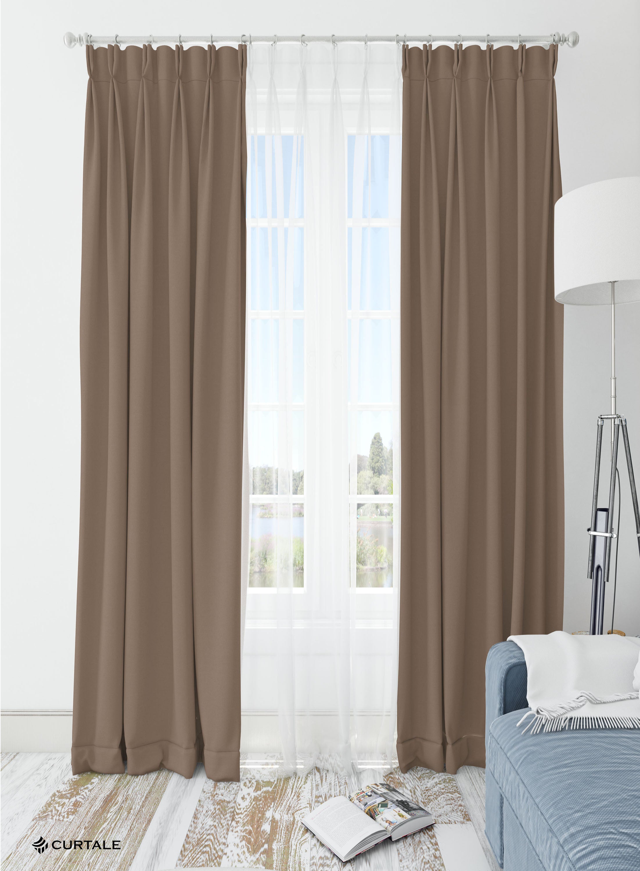 Brown Solid Darkening Blackout Curtains - 1 Panel, Polyester